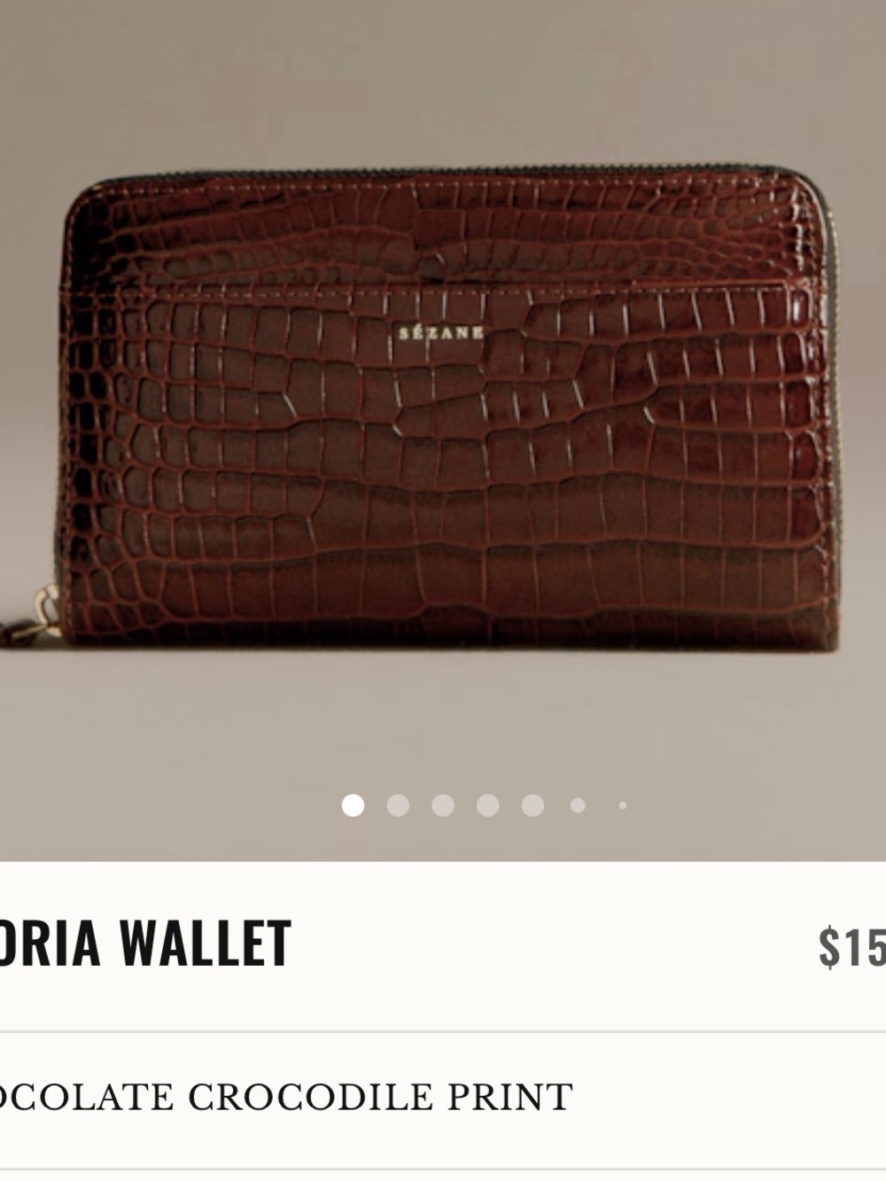 Sézane Croc-Embossed Leather Zip Wallet in Deep Burgundy - Picture 5 of 5